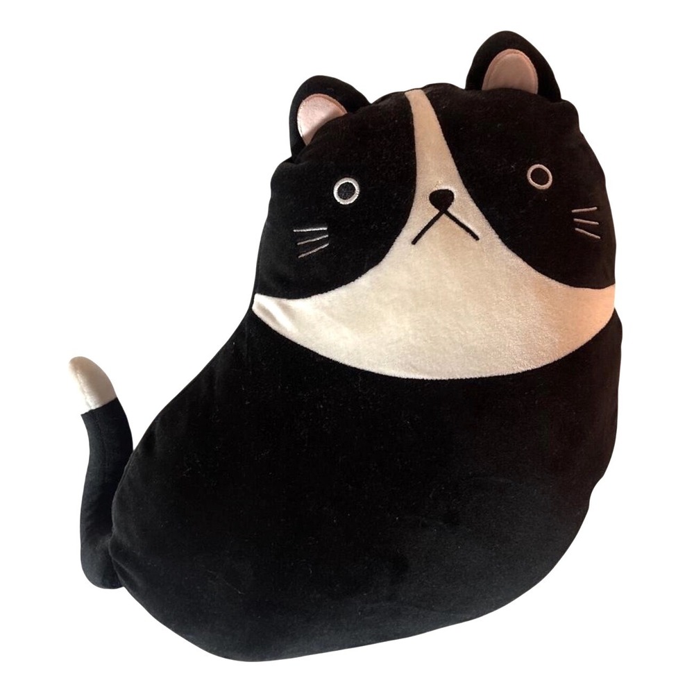 Daiso Cat Plush 14" Black White Tuxedo Kawaii Soft Stuffed Animal Toy